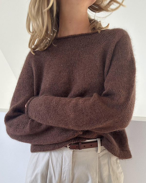 le knit Plain Yoke Blouse