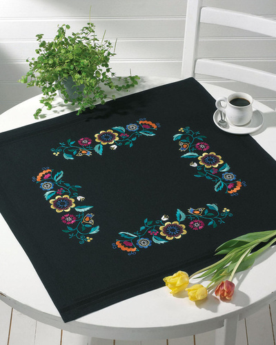 Printed tablecloth black 80x80