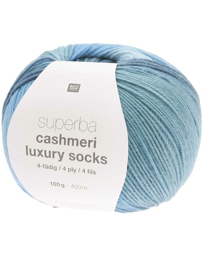Superba Cashmeri Luxury Socks 4-fädig blau dégradé 10x100gr